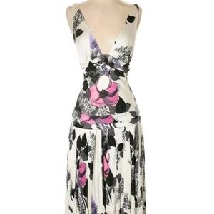 Roberto Cavalli Midi Floral Dress Sleeveless Straps Drop-waist 38 Signed New